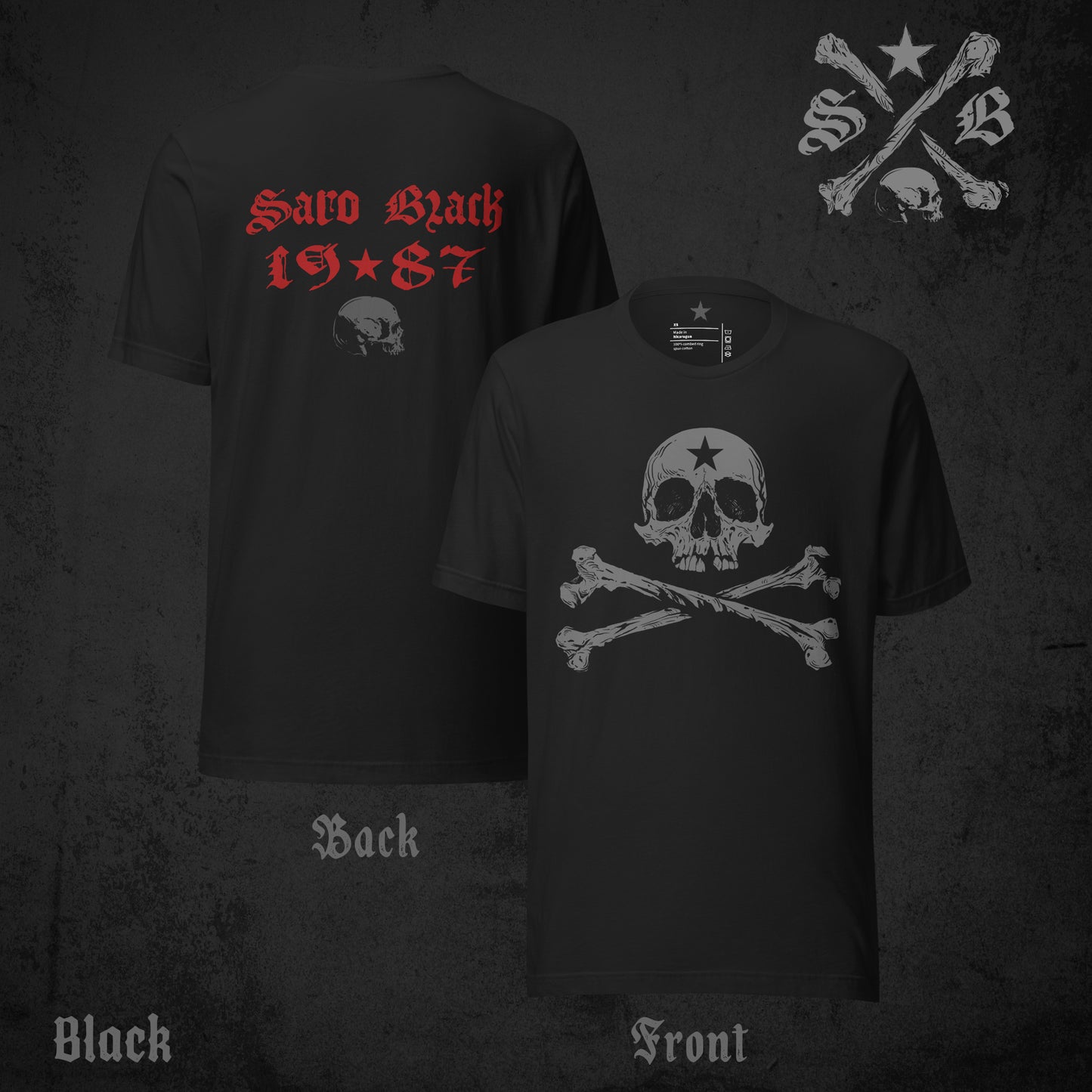 Grey Skull Crossbones Tee