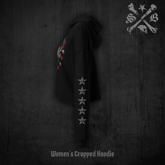 Skull Stars Cropped Hoodie | Saro Black