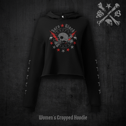 Skull Stars Cropped Hoodie | Saro Black