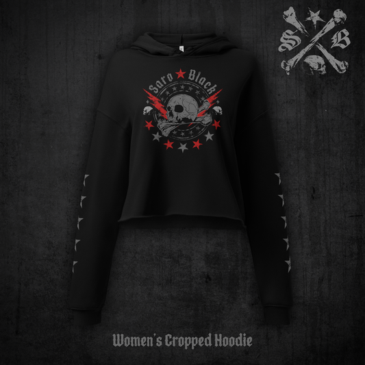 Skull Stars Cropped Hoodie | Saro Black