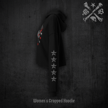 Skull Stars Cropped Hoodie | Saro Black