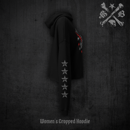 Skull Stars Cropped Hoodie | Saro Black